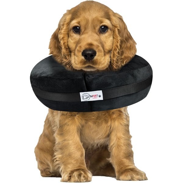 COMFURT COLLAR Stuffed Not Inflatable Dog & Cat Recovery Collar, Black