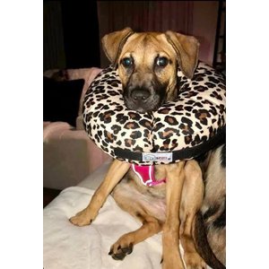 COMFURT COLLAR Stuffed Not Inflatable Dog & Cat Recovery Collar, Cheetah, Medium