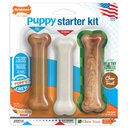 Nylabone Puppy Starter Kit Chicken & Bacon Puppy Chew Toys & Treat, Small, 3 count