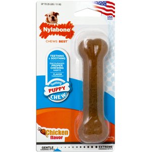 Nylabone Just for Puppies Teething Chew Toy Classic Bone Chicken, Small