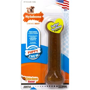 Nylabone Just for Puppies Teething Chew Toy Classic Bone Chicken, Medium