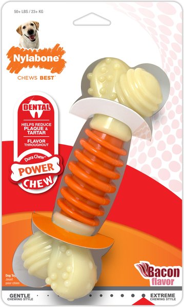 Nylabone PRO Action Dental Power Chew Durable Dog Toy Bacon, Large  slide 1 of 11
