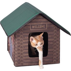 K&H Pet Products Outdoor Unheated Kitty House Cat Shelter, Log Cabin