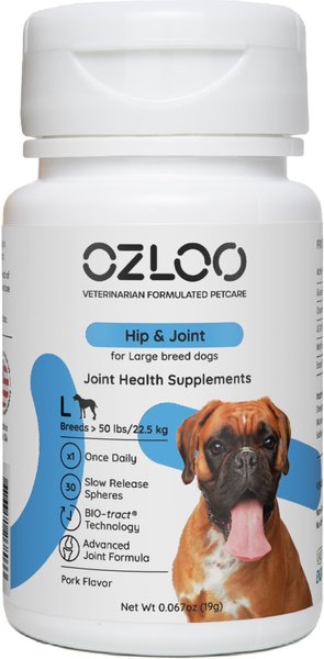 OZLOO Hip & Joint Pork Flavored Chewable Tablet Supplement for Large Adult Dogs, 30 count slide 1 of 9