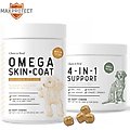 Chew + Heal 4-IN-1 Support Chews Dog Vitamin Supplement & Chew + Heal Omega Skin + Coat Chews Dog Vitamin Supplement, 120 count