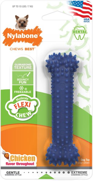 Nylabone Moderate Chew FlexiChew Dental Chew Toy,  Chicken, X-Small, 1 Count slide 1 of 11