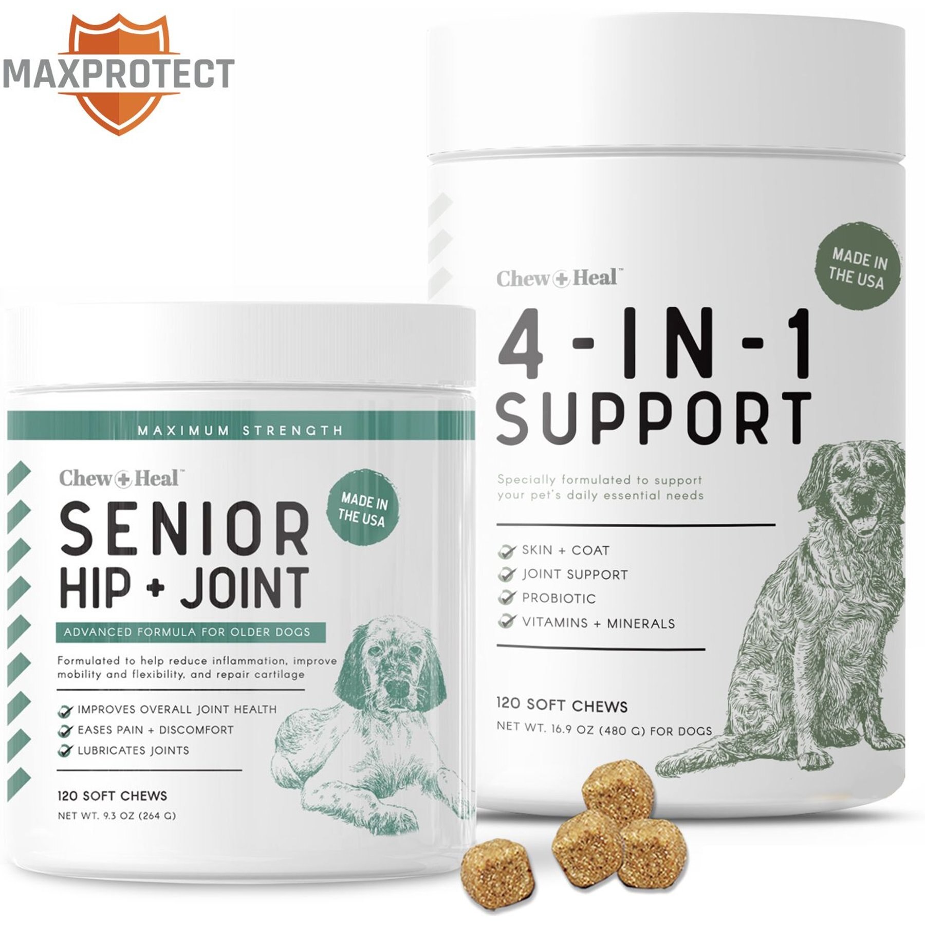 Chew + Heal Senior 12-In-1 Advanced Multivitamin Soft Chews Supplement for Senior Dogs