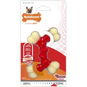 Nylabone Double Bone Power Chew Long-Lasting Dog Toy Bacon, X-Small
