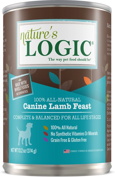 Nature's Logic Lamb Feast All Life Stages Grain-Free Canned Dog Food, 13.2-oz, case of 12 slide 1 of 9