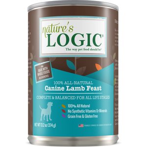 Nature's Logic Lamb Feast All Life Stages Grain-Free Canned Dog Food, 13.2-oz, case of 12