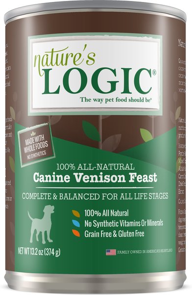 Nature's Logic Canine Venison Feast All Life Stages Grain-Free Canned Dog Food, 13.2-oz, case of 12 slide 1 of 9