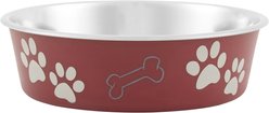 Loving Pets Bella Non-Skid Stainless Steel Dog & Cat Bowl, Merlot, 3.25-cup