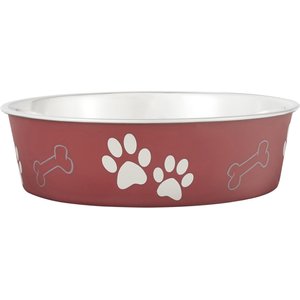 Loving Pets Bella Non-Skid Stainless Steel Dog & Cat Bowl, Merlot, 6.5-cup