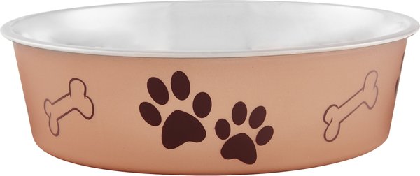 Loving Pets Bella Non-Skid Stainless Steel Dog & Cat Bowl, Champagne, 6.5-cup slide 1 of 3