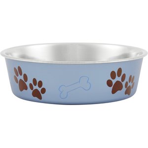 Loving Pets Bella Non-Skid Stainless Steel Dog & Cat Bowl, Blueberry, 3.25-cup