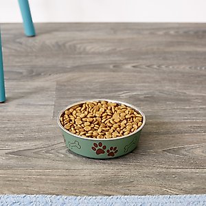 Loving Pets Bella Non-Skid Stainless Steel Dog & Cat Bowl, Metallic Artichoke, 3.25-cup