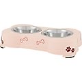 Loving Pets Dolce Double Diner Non-Skid Elevated Dog & Cat Bowls, Pink, 2.75-cup