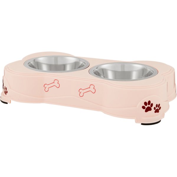 Iconic Pet Adjustable Stainless Steel Pet Double Diner for Dog U Design - 3 qt - 96oz - 12 Cup