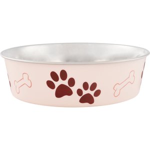 Loving Pets Bella Non-Skid Stainless Steel Dog & Cat Bowl, Paparazzi Pink, 6.5-cup