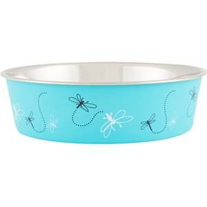 Loving Pets Bella Non-Skid Stainless Steel Dog & Cat Bowl, Turquoise, 6.5-cup