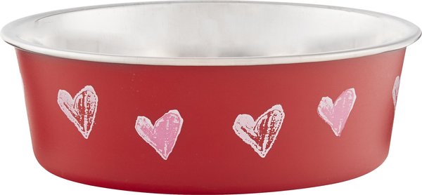 Loving Pets Bella Non-Skid Stainless Steel Dog & Cat Bowl, Heart Design, 1.75-cup slide 1 of 4