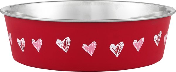 Loving Pets Bella Non-Skid Stainless Steel Dog & Cat Bowl, Heart Design, 6.5-cup slide 1 of 4
