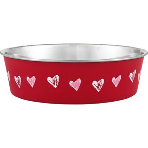 Loving Pets Bella Non-Skid Stainless Steel Dog & Cat Bowl, Heart Design, 6.5-cup