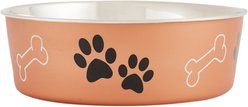 Loving Pets Bella Non-Skid Stainless Steel Dog & Cat Bowl, Metallic Copper, 8.45-cup