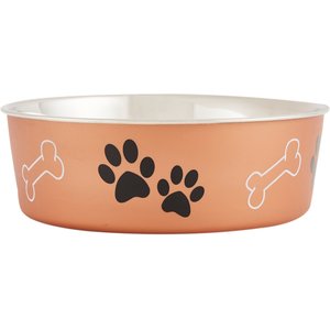 Loving Pets Bella Non-Skid Stainless Steel Dog & Cat Bowl, Metallic Copper, 8.45-cup