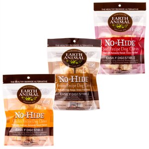Variety Pack - Earth Animal No-Hide Cage-Free Chicken Small Natural Rawhide Alternative Dog Chews + 2 other items