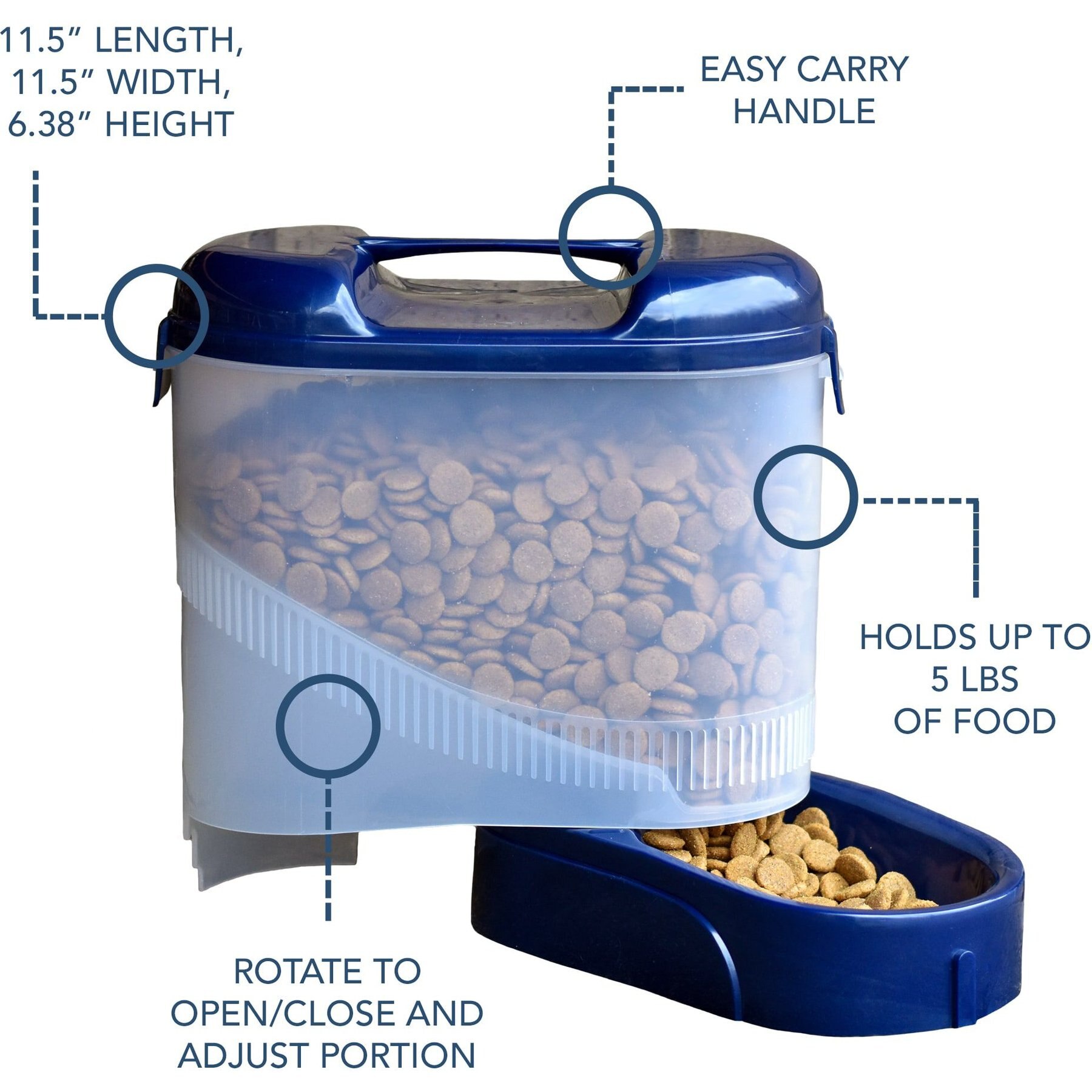 Portable Dog Food Container - Pet Travel Feeder - 5 lb - Bergan