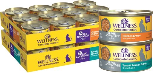 Wellness Complete Health Age Advantage Grain-Free Variety Pack Wet Cat Food, 3-oz can, case of 24