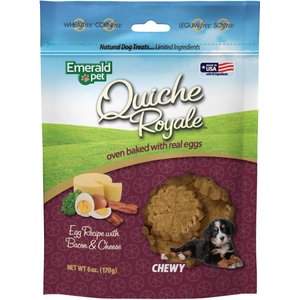Emerald Pet Quiche Royale Egg Recipe with Bacon & Cheese Chewy Dog Treats, 6-oz bag