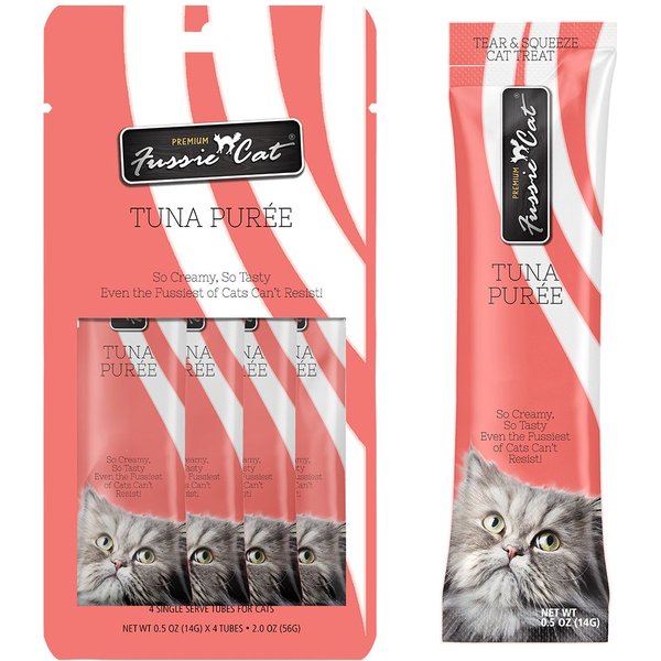 FUSSIE CAT Tuna Threadfin Puree Lickable Cat Treats, 2oz pouch