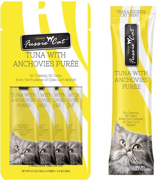 Fussie Cat Tuna Anchovies Puree Lickable Cat Treats, 2-oz pouch slide 1 of 6