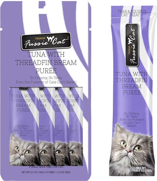 Fussie Cat Tuna Threadfin Puree Lickable Cat Treats, 2-oz pouch slide 1 of 6
