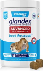 Vetnique Labs Glandex Advanced Vet Strength Anal Gland Fiber, Probiotic, Pumpkin & Digestive Boot the Scoot Dog Supplement, 120 count