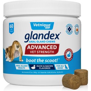 Vetnique Labs Glandex Advanced Vet Strength Anal Gland Fiber, Probiotic, Pumpkin & Digestive Boot the Scoot Dog Supplement, 60 count