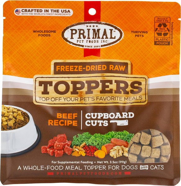 Primal Cupboard Cuts Beef Grain-Free Freeze-Dried Raw Dog Food Topper, 3.5-oz bag slide 1 of 9