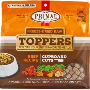 Primal Cupboard Cuts Beef Grain-Free Freeze-Dried Raw Dog Food Topper, 18-oz bag