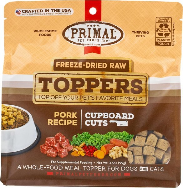 Primal Cupboard Cuts Pork Grain-Free Freeze-Dried Raw Dog Food Topper, 3.5-oz bag slide 1 of 5