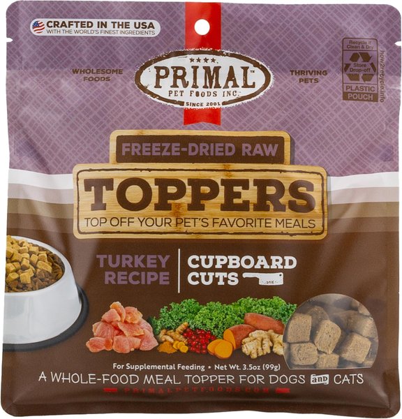 Primal Cupboard Cuts Turkey Grain-Free Freeze-Dried Raw Dog Food Topper, 3.5-oz bag slide 1 of 9