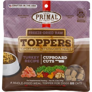 Primal Cupboard Cuts Turkey Grain-Free Freeze-Dried Raw Dog Food Topper, 3.5-oz bag