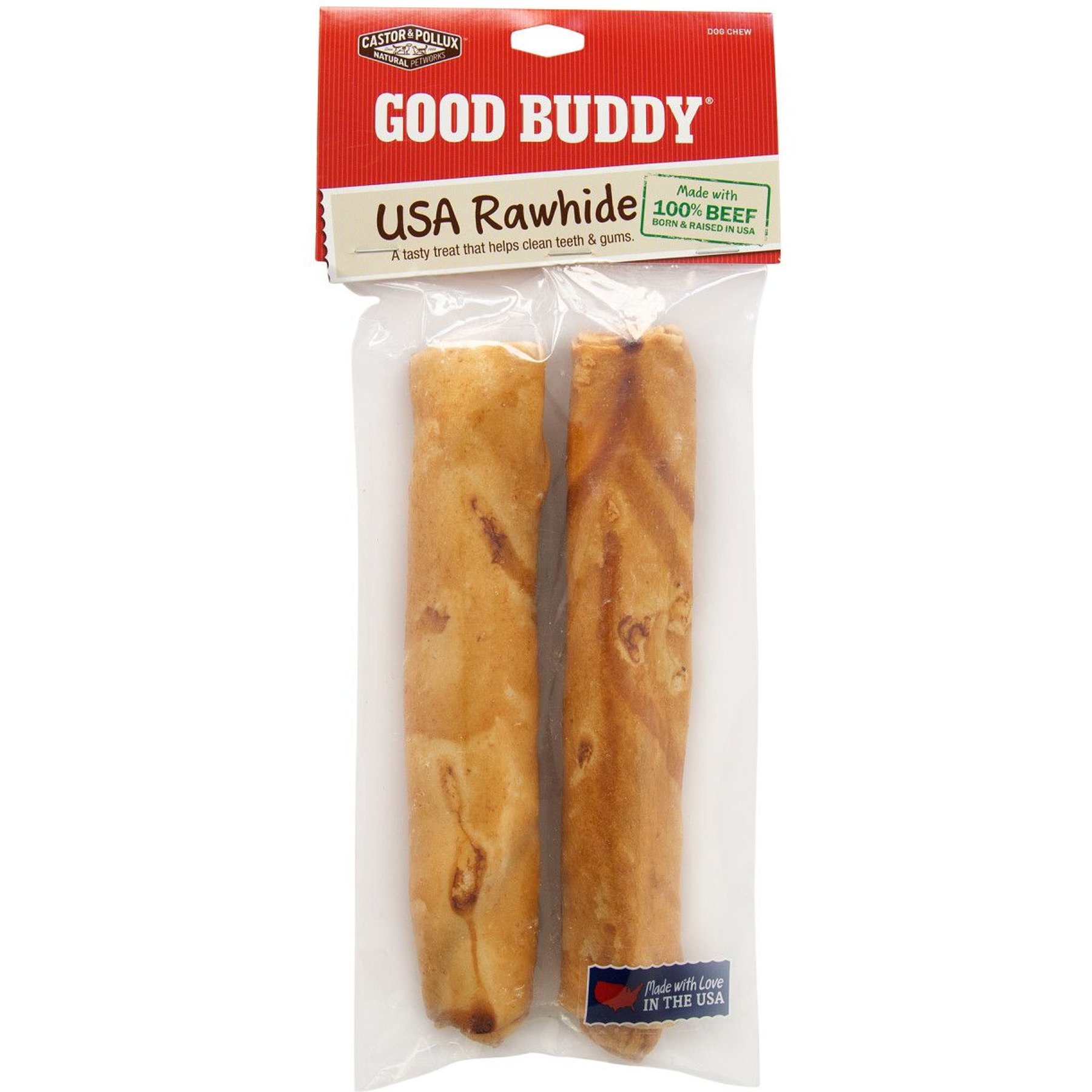 Castor Pollux Good Buddy USA Rawhide Sticks Dog Treats 7 in 2 pack