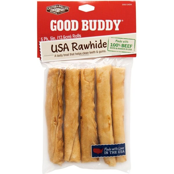 CASTOR & POLLUX Good Buddy USA Rawhide Mini Rolls Dog Treats, 10 count