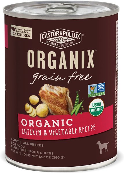 Castor & Pollux Organix Grain-Free Organic Chicken & Vegetable Recipe Adult Canned Dog Food, 12.7-oz, case of 12 slide 1 of 1