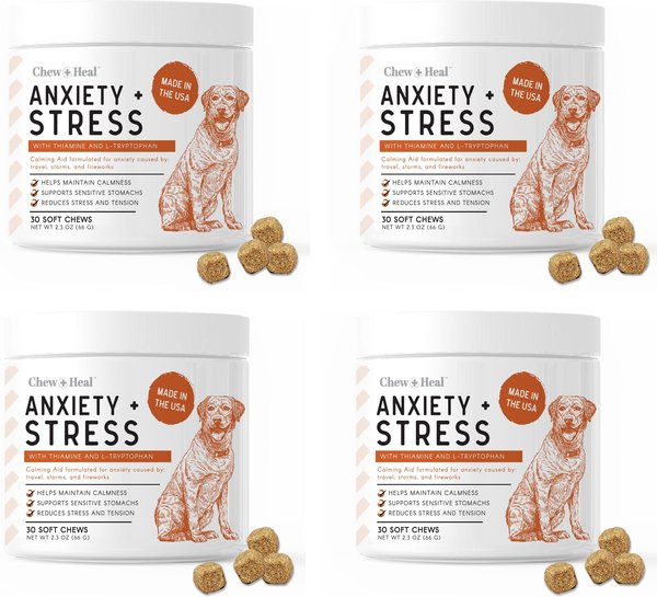 Chew + Heal Travel-Sized Anxiety & Stress Chews Dog Supplement, 120 count slide 1 of 9