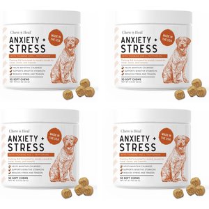 Chew + Heal Travel-Sized Anxiety & Stress Chews Dog Supplement, 120 count