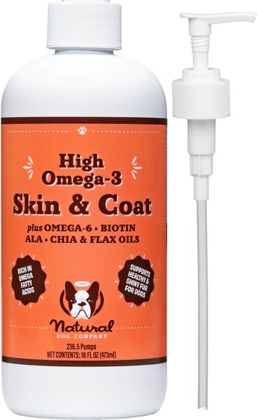 Natural Dog Company Skin & Coat Omega-3 & Omega-6 Oil Dog Supplement, 16-oz bottle slide 1 of 8