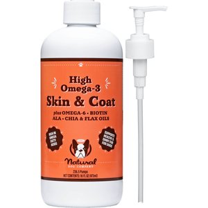 Natural Dog Company Skin & Coat Omega-3 & Omega-6 Oil Dog Supplement, 16-oz bottle